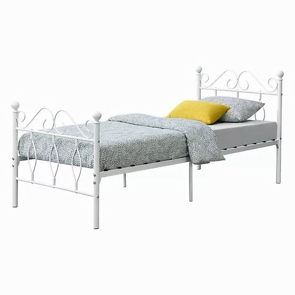 en.casa Metallbett, »Apolda« Gästebett mit Stahlramen 90x200 cm Weiß günstig online kaufen