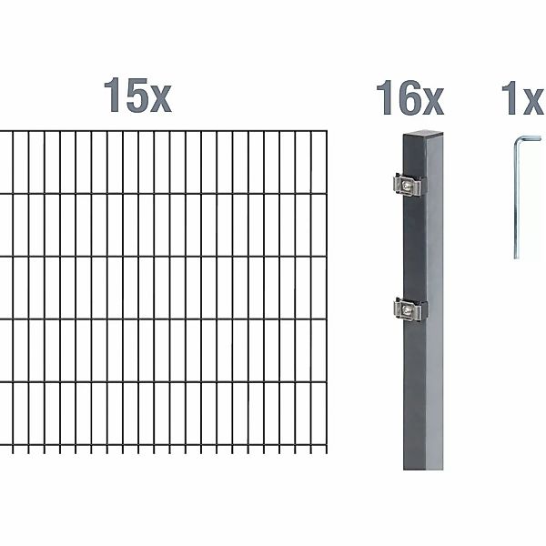 Alberts Doppelstabmattenzaun Grundset, (Set), Höhe: 80-160 günstig online kaufen