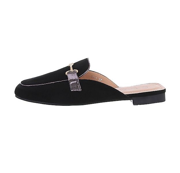 Ital-Design Damen Mules Freizeit Pantolette Blockabsatz Pantoletten in Schw günstig online kaufen
