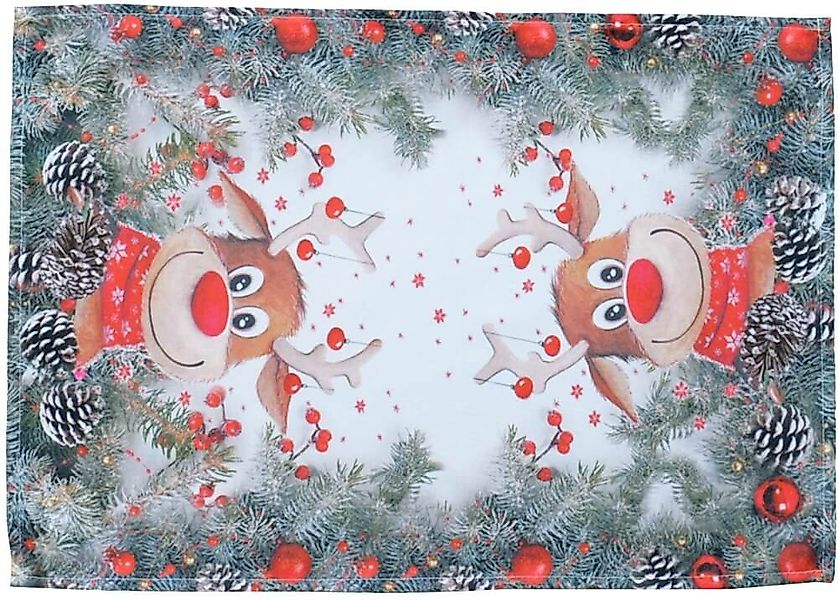 matches21 HOME & HOBBY Platzset Tischset lustiger Elch bunt 35x50 cm, (1-St günstig online kaufen