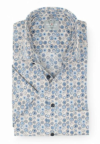MARVELIS Kurzarmhemd Kurzarmhemd - Comfort Fit - Muster - Beige Allover-Pri günstig online kaufen