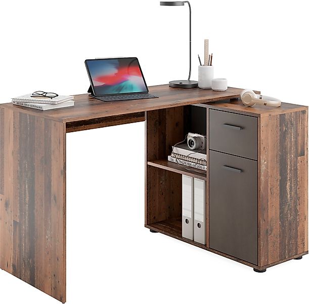 FMD Eckschreibtisch AUGSBURG, Schreibtisch/Sideboard m. Stauraum, günstig online kaufen