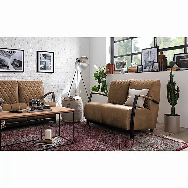 home24 ars manufacti Sofa Straid 2-Sitzer Mittelbraun Mischgewebe 114x83x83 günstig online kaufen