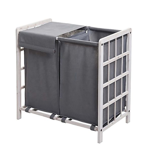 MCW Wäschesammler B60 Shabby Weiß Bezug Grau günstig online kaufen