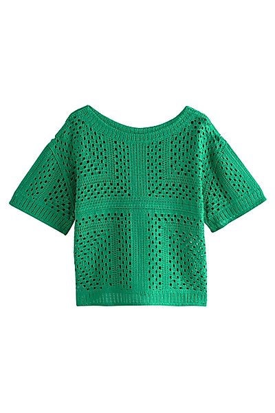Next Kurzarmpullover T-Shirt mit gehäkeltem Ausschnitt günstig online kaufen