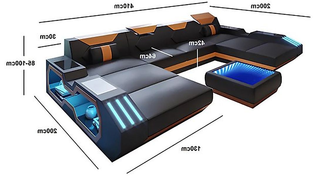 Xlmoebel Ecksofa Modernes Designer Ledersofa in U-Form - Polstergarnitur mi günstig online kaufen