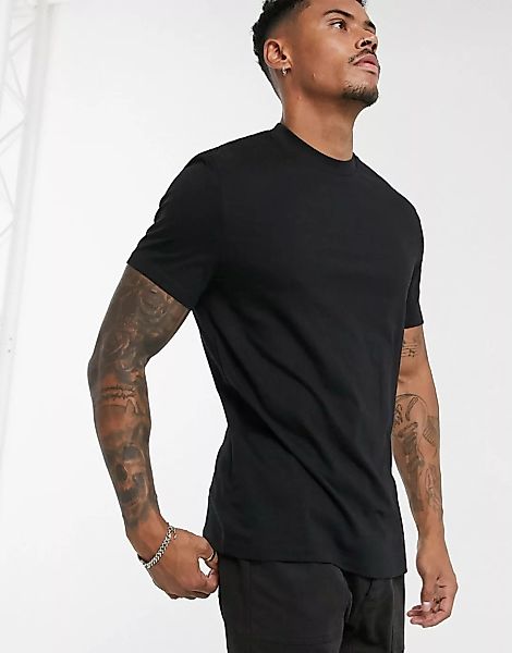 ASOS DESIGN – Schwarzes Bio-T-Shirt mit Rundhalsausschnitt günstig online kaufen