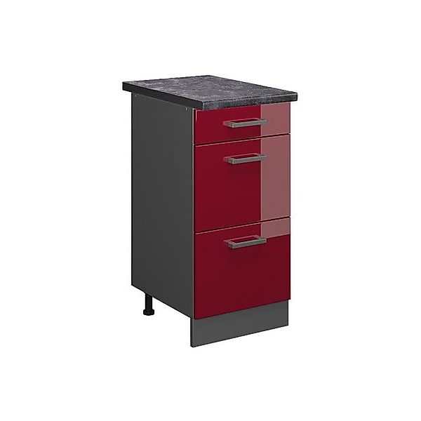 Vicco Küchenunterschrank R-Line Bordeaux Hochglanz/Anthrazit 40 cm mit Schu günstig online kaufen