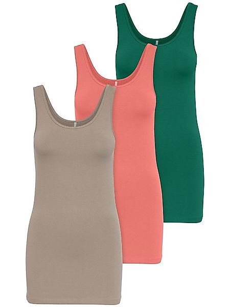 ONLY Tanktop Live Love (3-tlg) Lange Tops, elastische Baumwollqualität günstig online kaufen