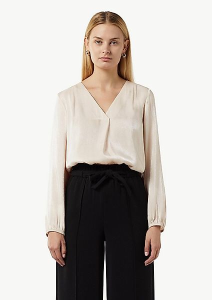 comma Langarmbluse Bluse Schimmernde Bluse mit Faltendetails günstig online kaufen