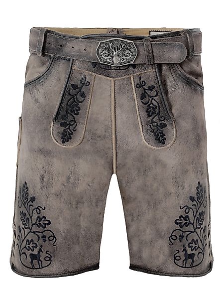 Trachtenlederhose Lederhose kurz Thaddäus granit (2-tlg) günstig online kaufen
