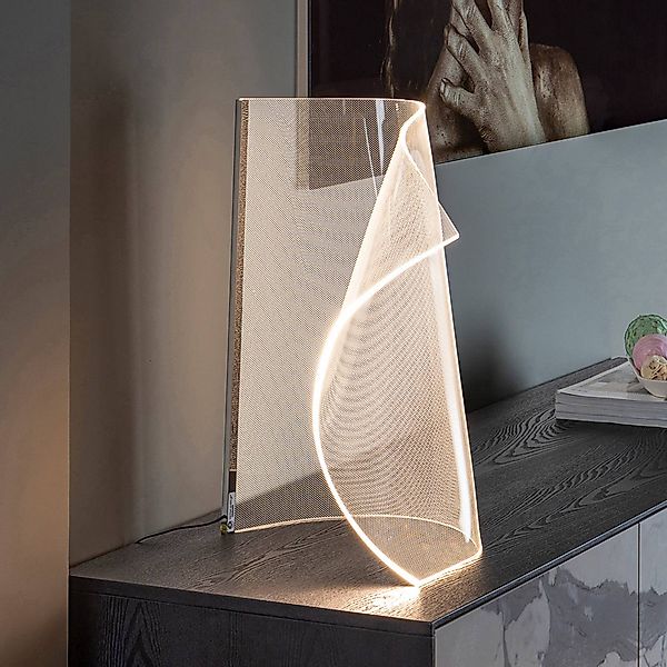 LED-Tischleuchte Velos II, chrom, Dimmer, Metall, Kunststoff günstig online kaufen