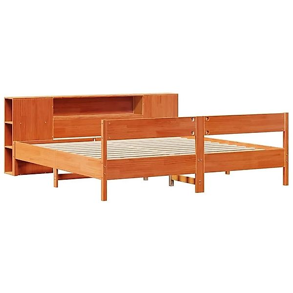 vidaXL Massivholzbett mit Regal ohne Matratze Wachsbraun 200x200 cm 3322938 günstig online kaufen