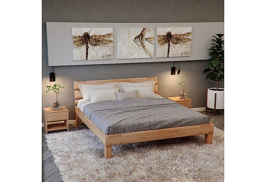 Krok Wood Massivholzbett Valetta in Buche mit Kopfteil günstig online kaufen