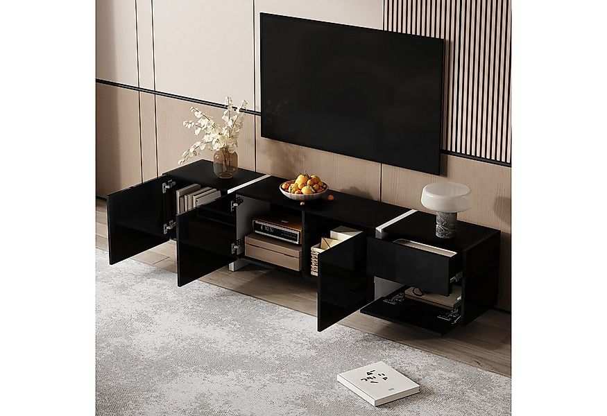 STILVORA Lowboard mit LED-Lichtleiste,TV-Schrank Fernsehschrank mit Schubla günstig online kaufen