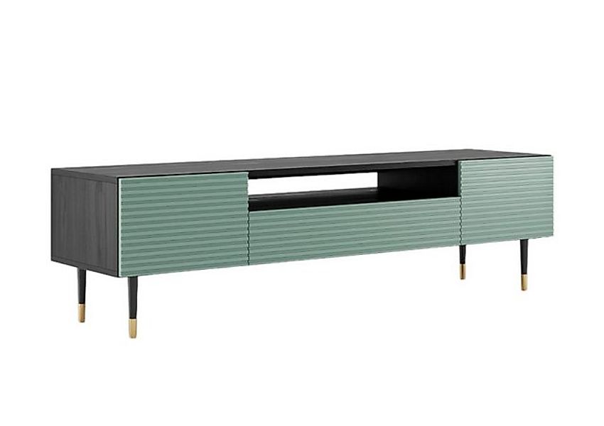 Compleo TV-Schrank Luxus TV-Kommode DESIGNO, Schwarz/ grün, mit gerillten F günstig online kaufen