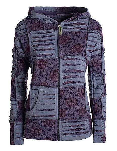 Vishes Kapuzensweatjacke Damen Patchwork Jacke Blumen-Sweatjacke Hippie-Jac günstig online kaufen