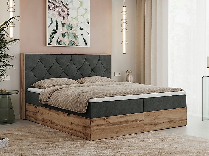 MKS MÖBEL Boxspringbett VENETO (Polsterbett, zwei Bettkästen, Topper T-25, günstig online kaufen