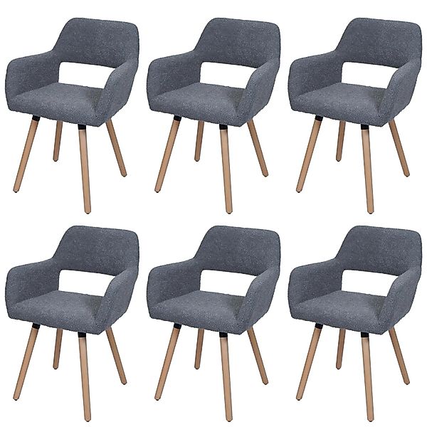 MCW Esszimmerstuhl A50 II 6er-Set Dunkelgrau Stoff/Textil Boucle 450g/m² günstig online kaufen
