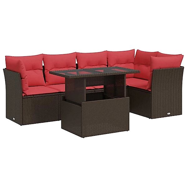 vidaXL 6-Tlg Garten-Sofagarnitur mit Kissen Braun Poly Rattan Akazie 332616 günstig online kaufen