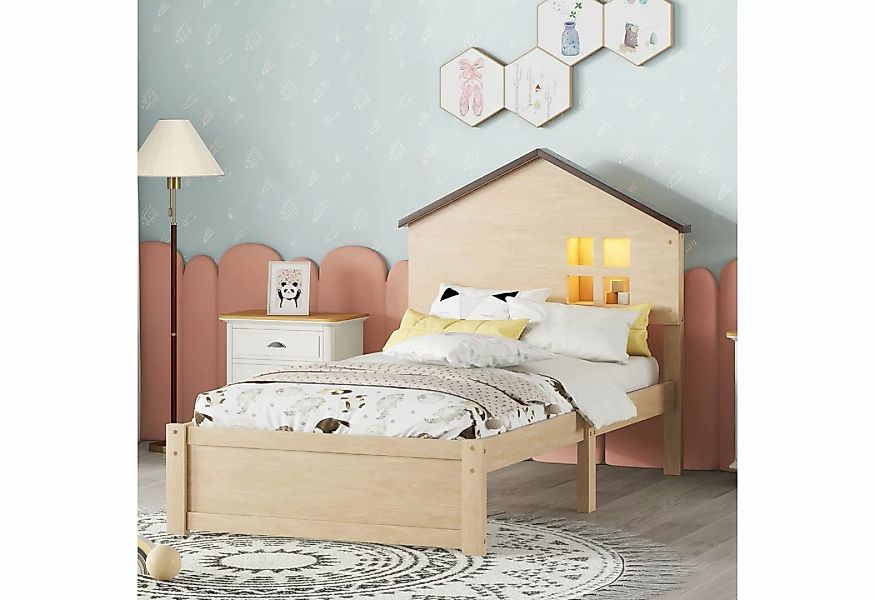 MODFU Kinderbett Doppelbett, kleine Fensterdekoration, LED-Nachtlicht (90*2 günstig online kaufen