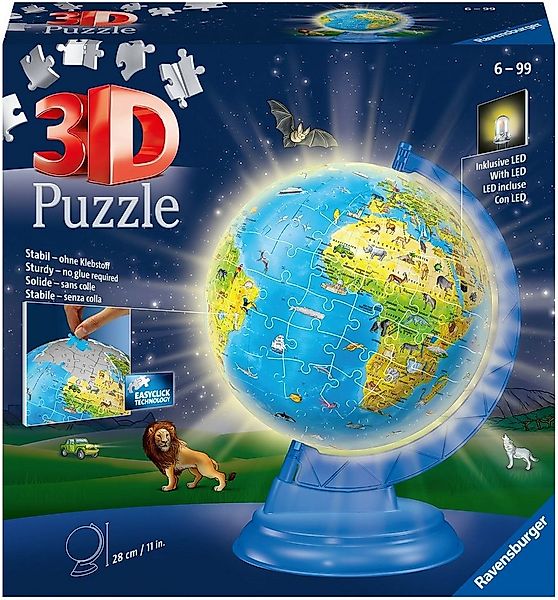Ravensburger 3D-Puzzle Kinderglobus mit Licht, 180 Puzzleteile, Made in Eur günstig online kaufen