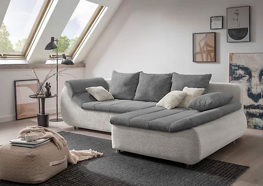 INOSIGN Ecksofa »Imola elegant und bequem, aktuelle Steppung im Sitz, L-For günstig online kaufen