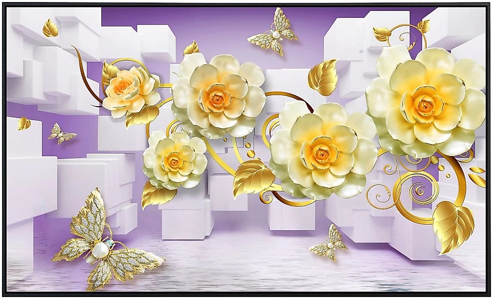 Papermoon Infrarotheizung »Abstrakt mit Blumen«, sehr angenehme Strahlungsw günstig online kaufen