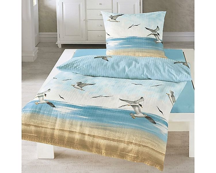 TRAUMSCHLAF Bettwäsche Seemöwen, Seersucker, 3 teilig, bügelfreie Seersucke günstig online kaufen