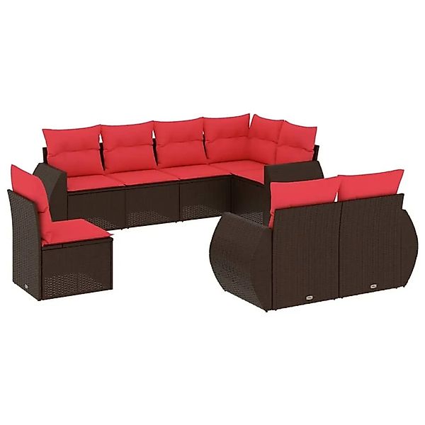 vidaXL 8-Tlg Gartensofa-Set mit Kissen Braun Polyrattan 3221643 günstig online kaufen
