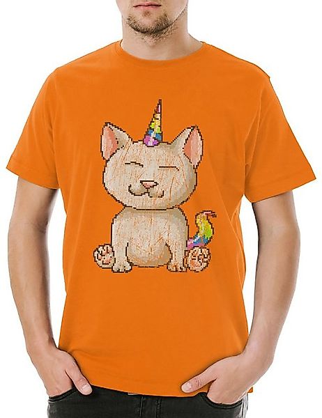 Urban Backwoods Print-Shirt Urban Backwoods Pixel Cat Unicorn Herren T-Shir günstig online kaufen