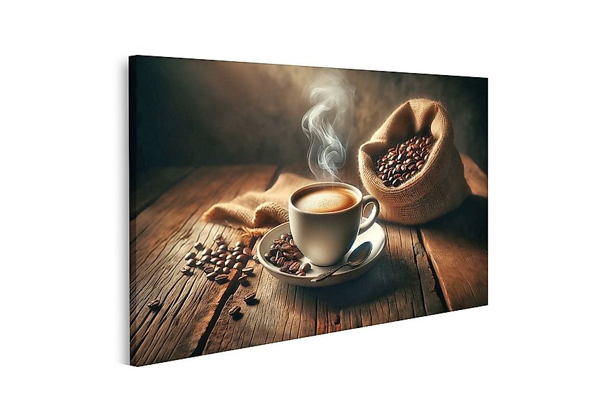 islandburner Leinwandbild Dampfende Kaffee cremige Oberfläche Untersetzer günstig online kaufen