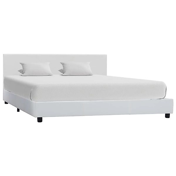 vidaXL Bettgestell Weiß Kunstleder 120x200 cm 284764 günstig online kaufen