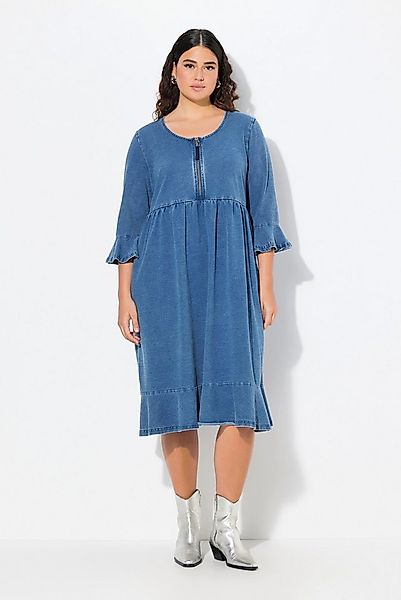 Ulla Popken Jerseykleid Midikleid Zipper A-Linie Rundhals 3/4-Arm günstig online kaufen