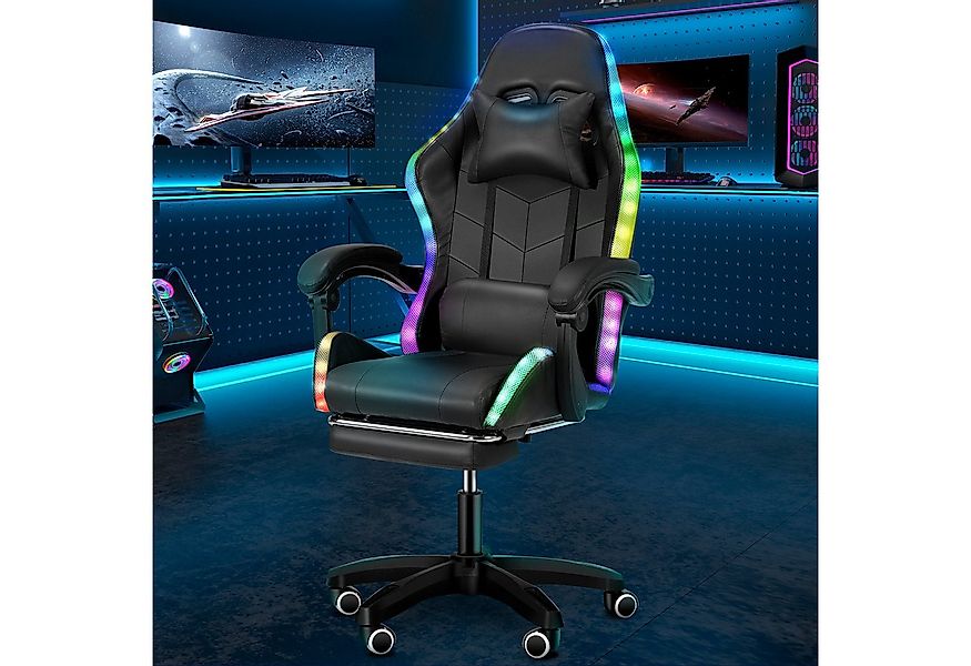 oyajia Gaming-Stuhl Gaming Chair LED, RGB Computerstuhl mit Fußstütze und L günstig online kaufen