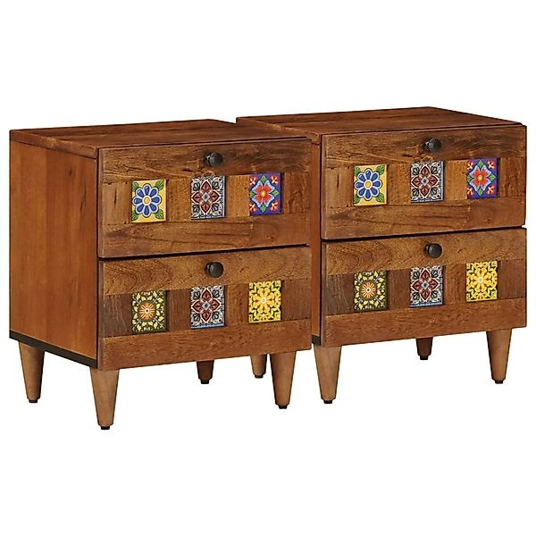 vidaXL Nachttisch 2 Stk Braun 40 x 33,5 x 46 cm Massivholz Mango 4018223 günstig online kaufen
