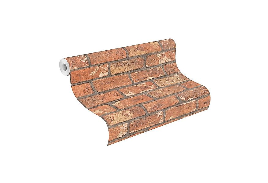 Rasch Papiertapete Papiertapete mit Steinoptik in Rot, glatt, 3D-Optik, Ste günstig online kaufen