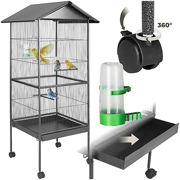 tectake Vogelkäfig Vogelhaus 162cm hoch, Spitzdach, günstig online kaufen
