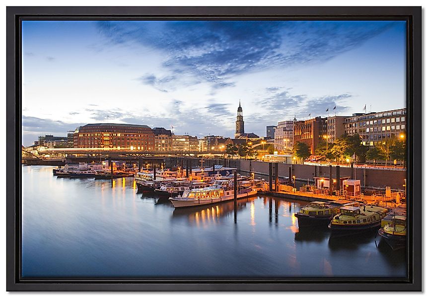 Pixxprint Leinwandbild Hamburger Hafen am Abend, günstig online kaufen