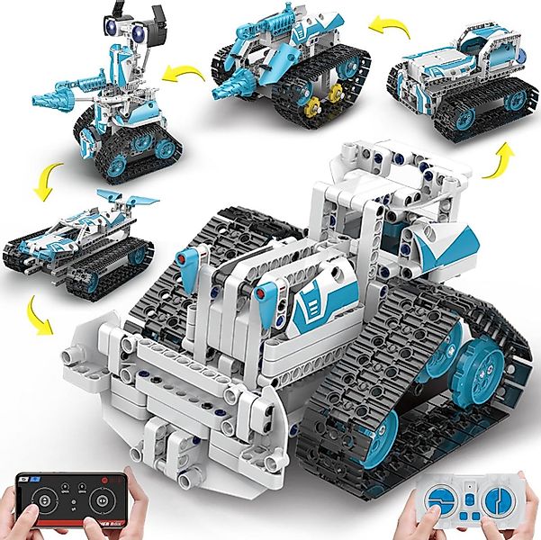 LA CUTE RC-Bagger Bulldozer Roboter (Fernsteuerbares 5-in-1 Bauset mit App günstig online kaufen