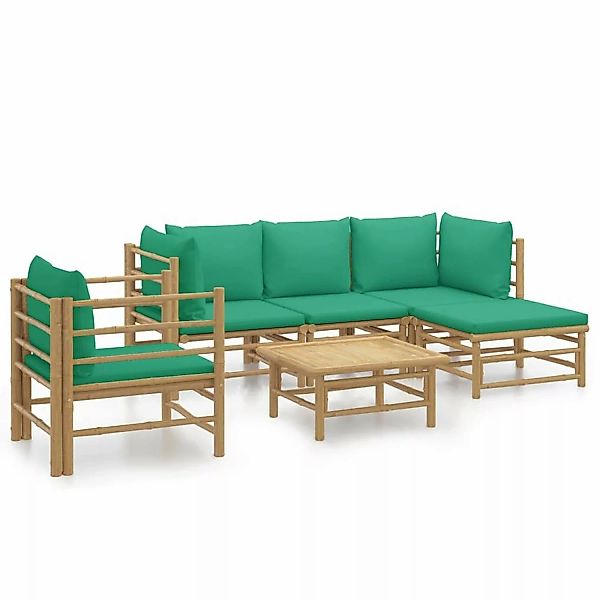 vidaXL Gartenlounge-Set 6-tlg. Garten-Lounge-Set mit Grünen günstig online kaufen