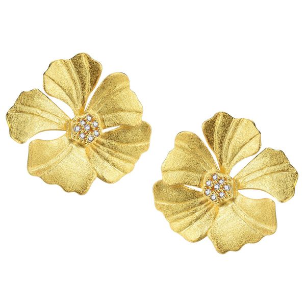 Runde Perlé Paar Ohrstecker blühende Pfingstrose, günstig online kaufen