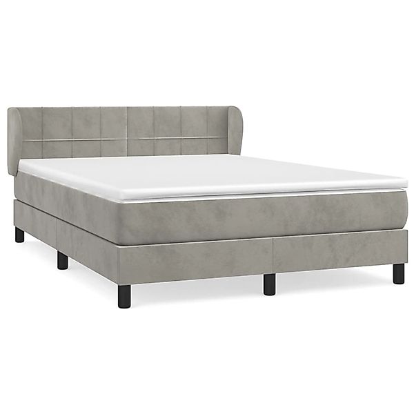 vidaXL Boxspringbett mit Matratze Hellgrau 140x200 cm Samt1399457 günstig online kaufen