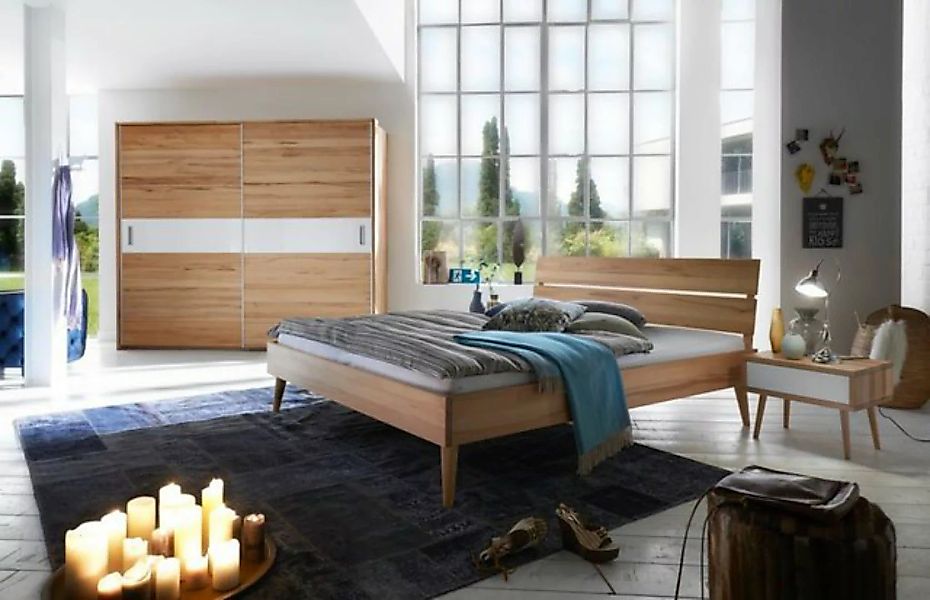 Natur24 Einzelbett Bett Greve 160x200cm Kernbuche massiv mit Kopfteil und H günstig online kaufen