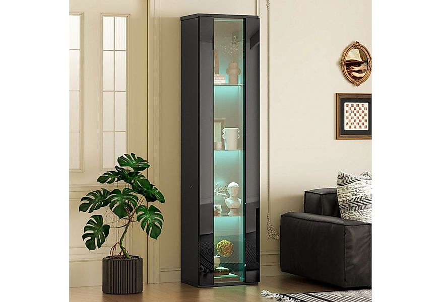 Flieks Glasvitrine Hochschrank Vitrine Standvitrine mit LED-Beleuchtung und günstig online kaufen