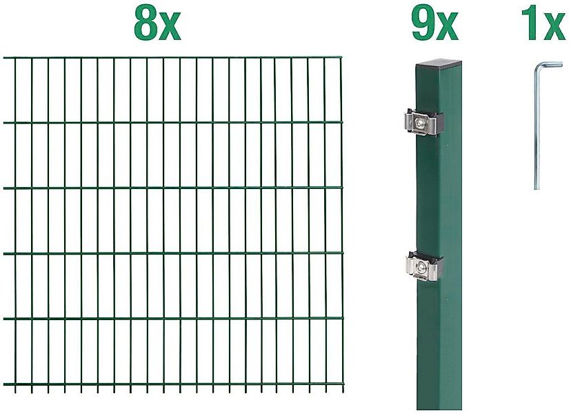 Alberts Doppelstabmattenzaun Grundset, (Set), Höhe: 80-160 günstig online kaufen