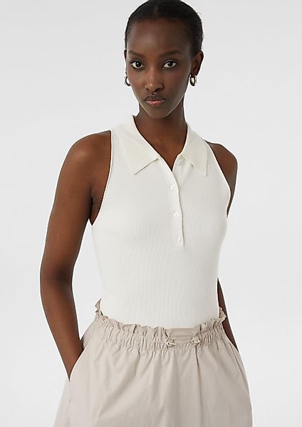 comma Muskelshirt Strickpullunder Feinstrick-Shirt mit Polokragen günstig online kaufen
