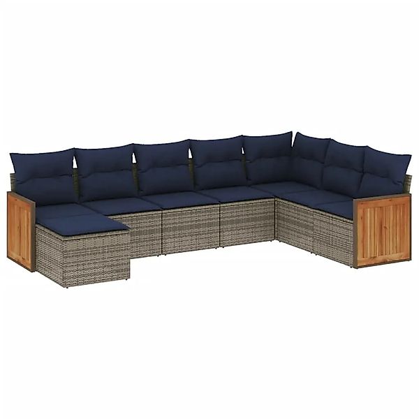 vidaXL 8-Tlg Gartensofa-Set mit Kissen Grau Polyrattan 3227930 günstig online kaufen