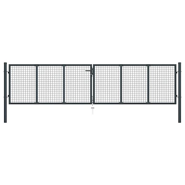 vidaXL Gitter-Gartentor Verzinkter Stahl 400 x 75 cm Grau 145776 günstig online kaufen