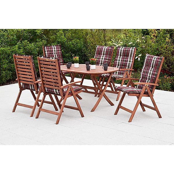 Merxx Borkum Set 13-tlg. 6 Klappsessel inkl. Auflagen Klapptisch 135 x 85 c günstig online kaufen